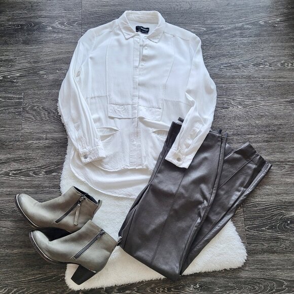 The Kooples | Tuxedo Style Viscose/Wool Blend Button Down with Pockets (As Is) - Picture 1 of 12